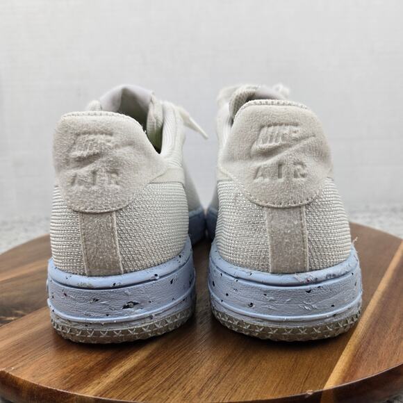 Nike Womens 9 Air Force 1 Low Crater Flyknit White Ice Blue Casual Daily Sneaker - Picture 2 of 12